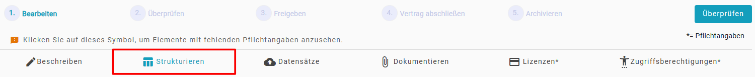 Reiter „Strukturieren“